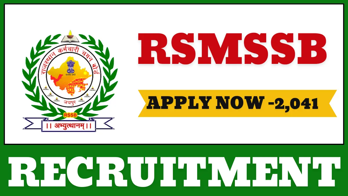 Rsmssb Rajasthan Live Stock Recruitment 2025